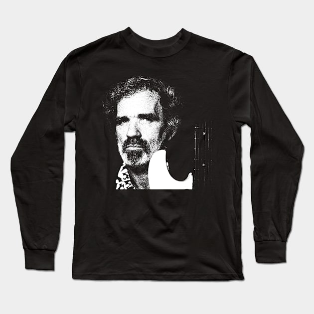 Retro Portrait J J Cale Long Sleeve T-Shirt by GekNdangSugih